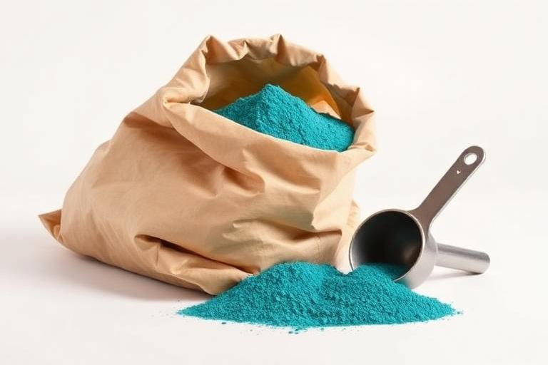 Copper hydroxide 77% WP — Copper-based fungicide powder in an open sack with a measuring scoop